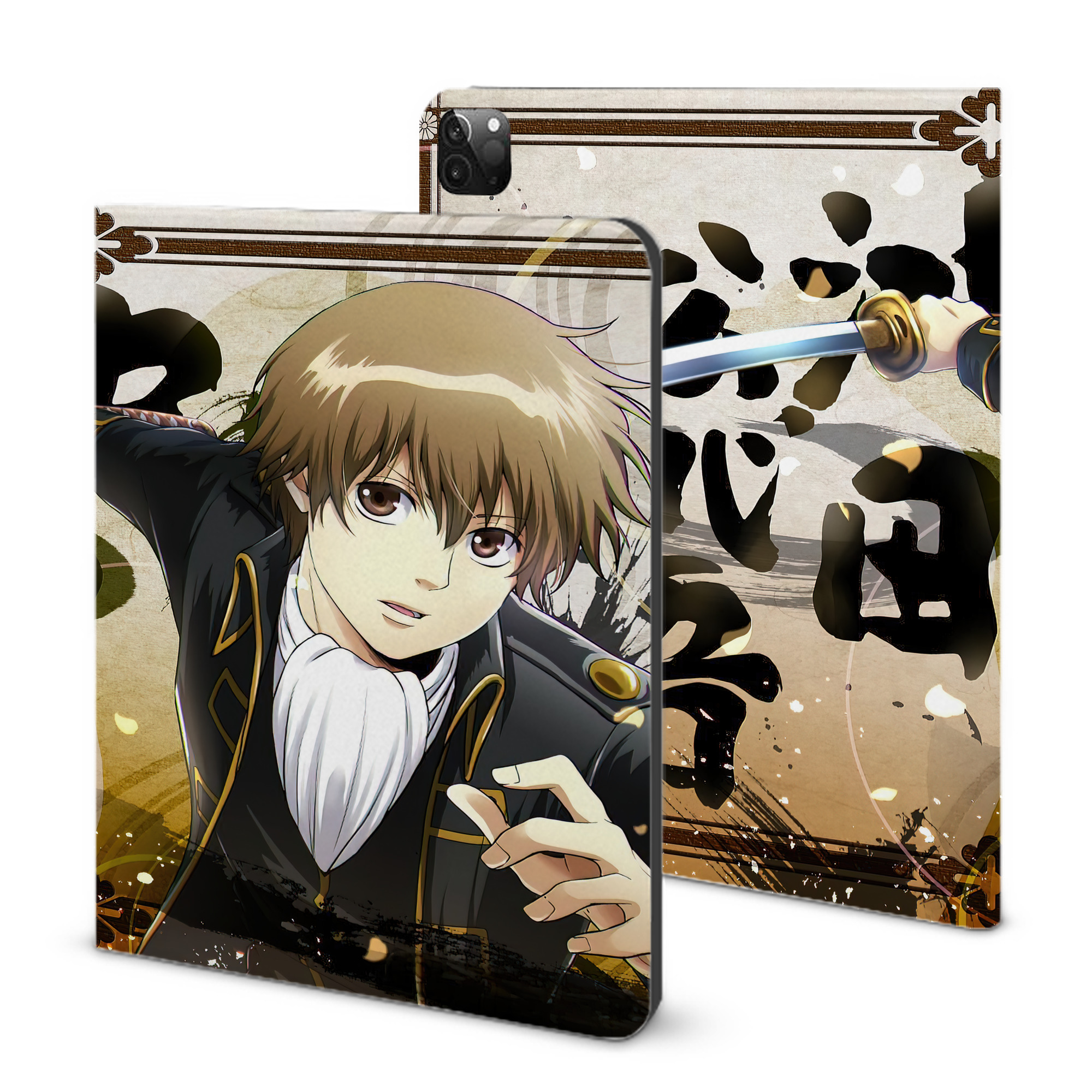 （画像用） ぎんたま 坂田銀時（さかたぎんとき） 神楽 志村新八（しむら しんぱち） GINTAMA Sakata Gintoki Kagura Shimura Shinpachi IPadケース ペンホルダー付き ブックスタイルデザイン